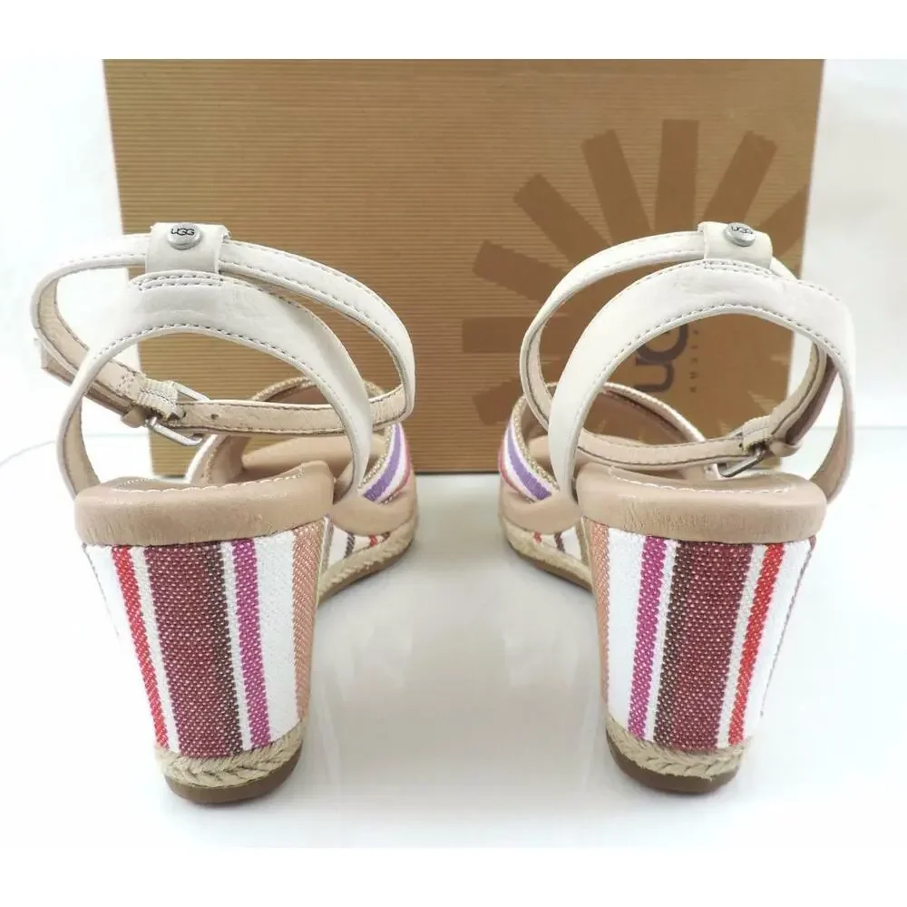 Women's Shoes UGG Australia Nyssa Espadrille Wedge Sandals Stripe Cream Size 8.5 - Picture 8 of 10